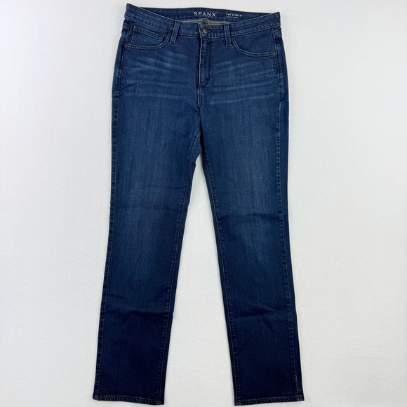 SPANX Slim-X Straight Jeans Size 31 Womens Dark Denim - Picture 1 of 7